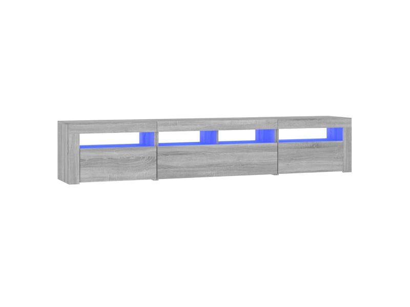  Meuble tv - banc tv - meuble de rangement avec lumières led sonoma gris 210x35x40 cm  - Conforama A