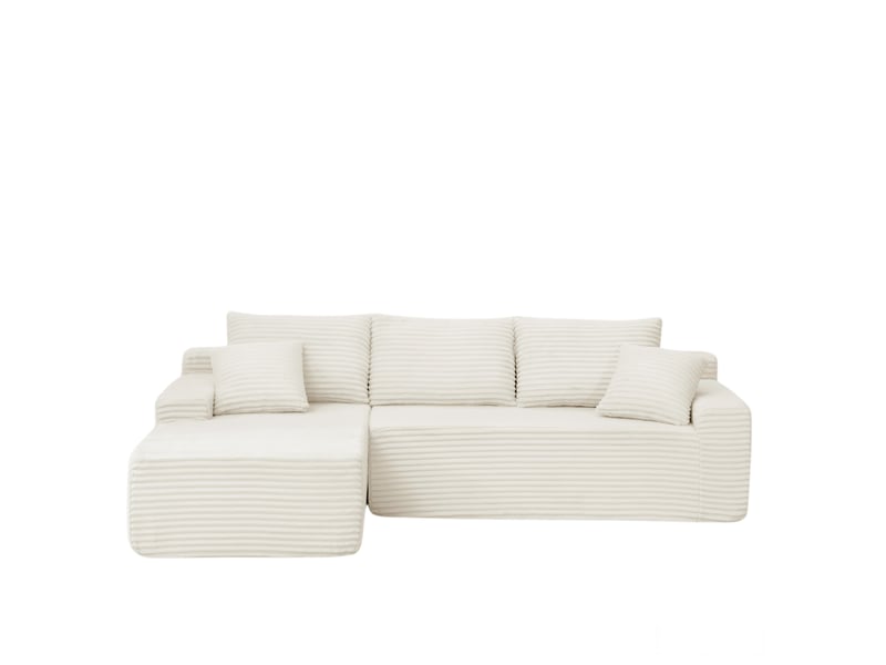  Canapé d’angle, modulaire en velours côtelé, bas luxueux, compact mousse, gauche, salonchambre, 79x239x156 cm, beige  - Conforama A