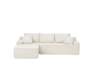 Canapé d'angle compressé gauche fixe <strong>BGSRYAO</strong> <strong></strong> 3 places Velours côtelé Beige