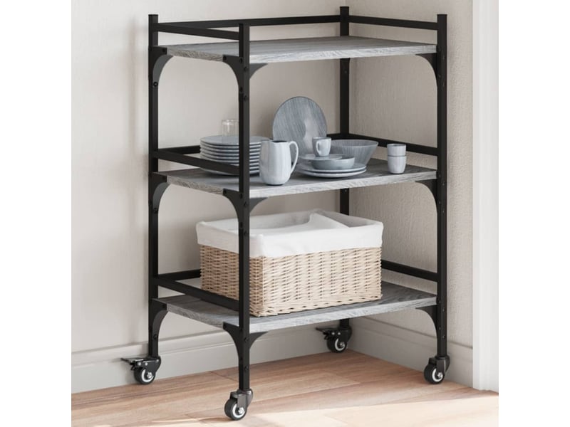 Chariot de cuisine, chariot de rangement sonoma gris 50x35x75,5 cm bois d'ingénierie - Conforama B