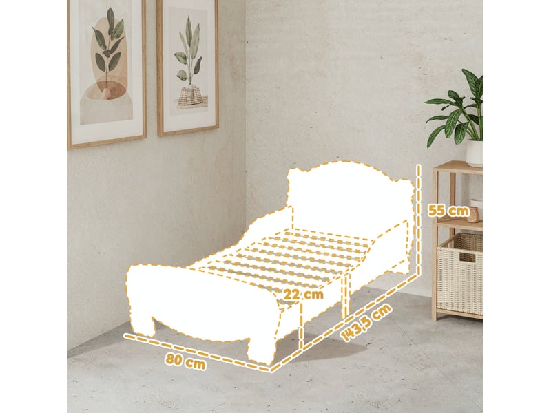 Lit enfant modenvie bas 70 x 140 cm en mdf naturel avec barrières fixes motif ours - Conforama C