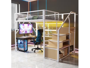 Lit mezzanine 140x200 cm <strong></strong>  <strong></strong> coloris blanc
