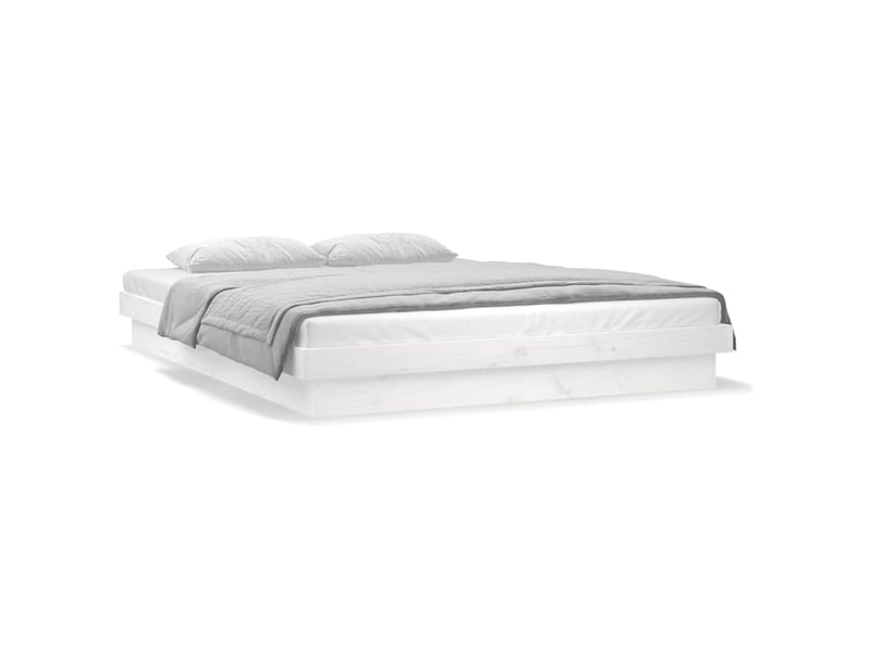 Lit double- lit adulte - cadre de lit à led sans matelas blanc 140x190 cm bois massif - Conforama D