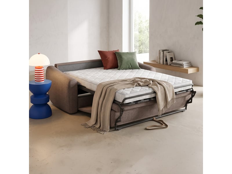  Canapé droit convertible 3 places en tissu chenille moka - ouverture express - suzie Suzie - Conforama C