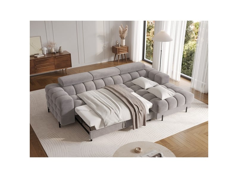  Canapé d'angle gauche convertible gris design élégant 285x99x181cm filtro  - Conforama B