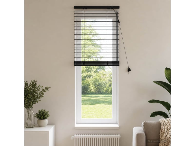 Store vénitien, store de fenêtre noir 65 x 130 cm 35 mm bois de paulownia massif cf48177 - Conforama B