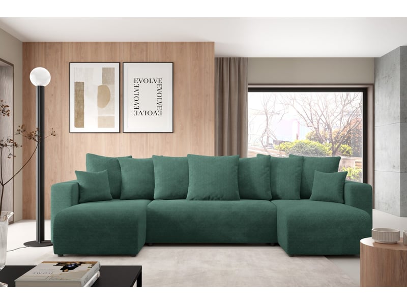  Canapé d'angle convertible evora u vert  - Conforama B