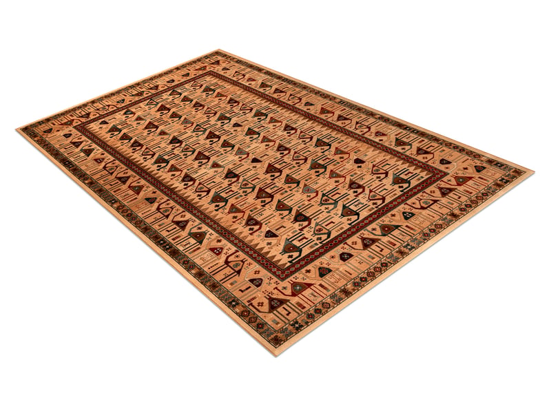  Tapis en laine kashqai 4304 101 oriental, cadre couleur saumon   vert 135x200 cm  - Conforama C