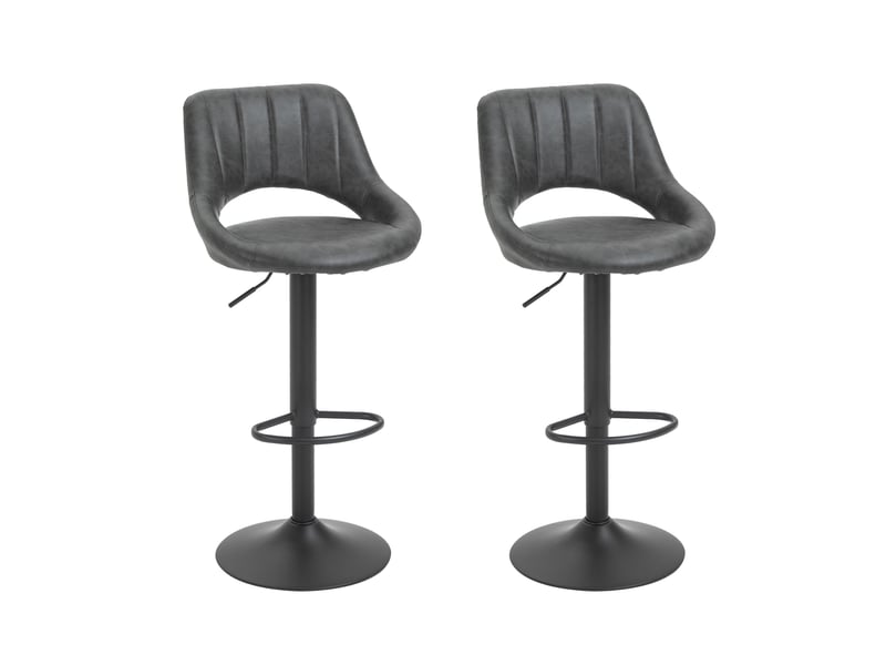  Ensemble de 2 tabourets de bar réglables en hauteur avec repose-pieds en similicuir  - Conforama A