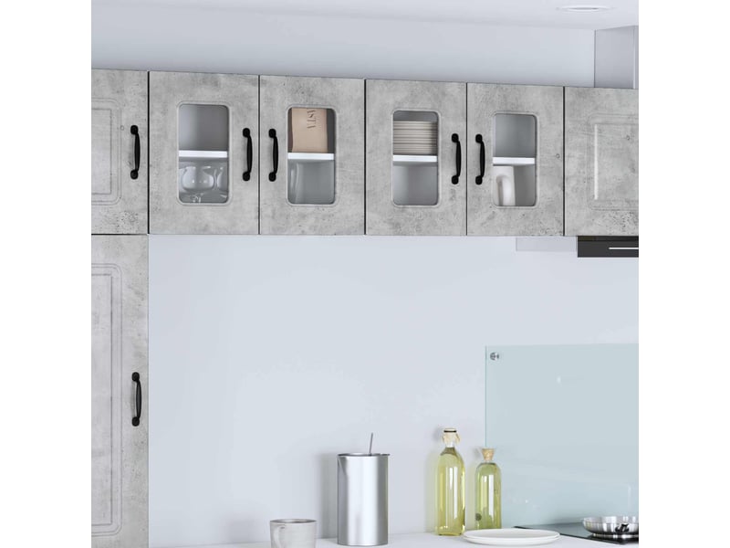  Meuble mural de cuisine | armoire de cuisine 2 pcs gris béton shl3238  - Conforama B