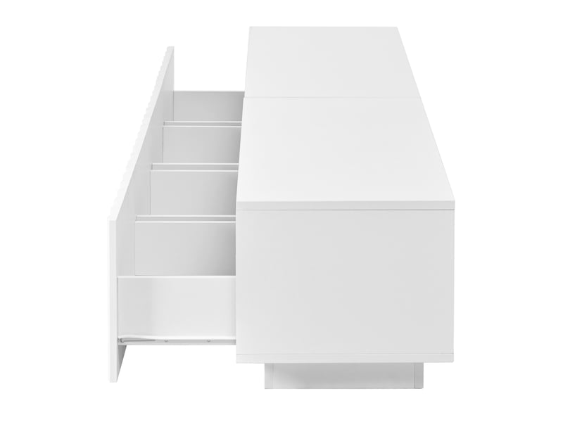  Ensemble de meuble tv et table basse blanc avec motif ondulé 3d, 4 tiroirs + 2 tiroirs  - Conforama D