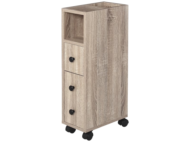  Porte-papier toilette - armoire à papier toilette - meuble de salle de bain - 3 étagères + tiroir à papier - panneaux aspect chêne clair  - Conforama B