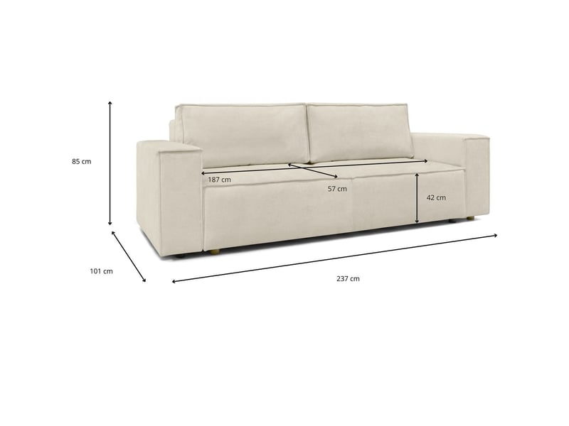  Canapé convertible 3 places avec coffre de rangement en tissu chenille beige foncé - harper Harper - Conforama C