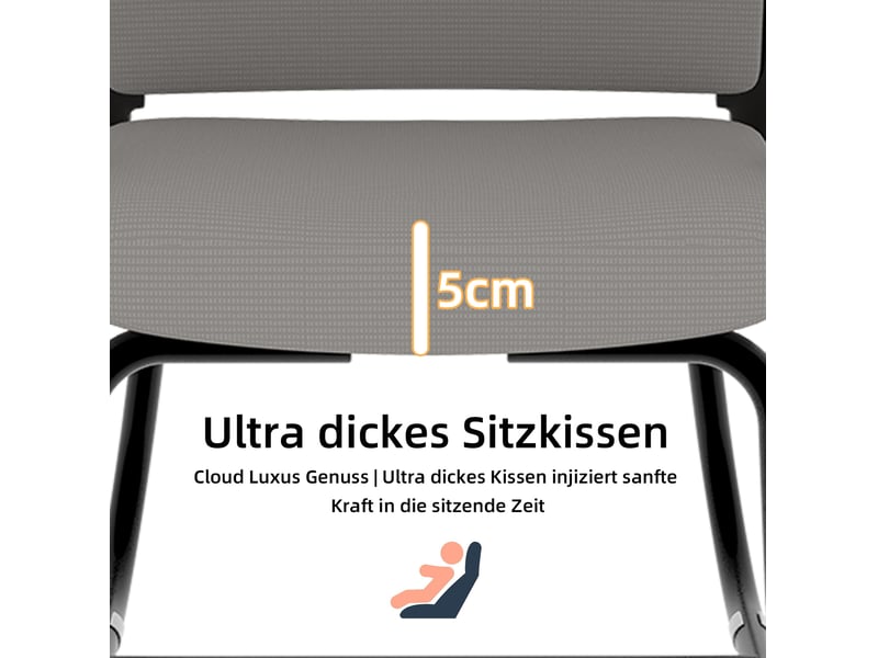  Chaise visiteur 45 x 55 x 90 cm grise et noire en tissu et maille, structure métallique à patins fixes  - Conforama E