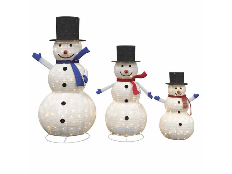  Famille de bonhommes de neige de noël 3 pcs blanc chaud tissu  - Conforama A