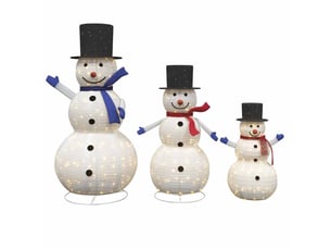 Famille de bonhommes de neige de noël 3 pcs blanc chaud tissu
