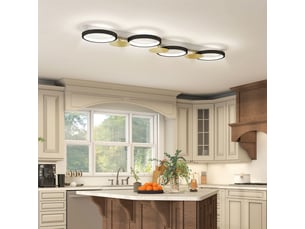 Plafonnier led 38 w 1500 lm 3000 k-6500 k, lampe de salon avec 4 ampoules, télécommande, noir et or