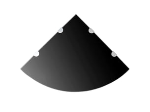 Lot de 2 étagères d'angle murales, étagères suspendues et supports chromés verre noir 45x45 cm cf42762