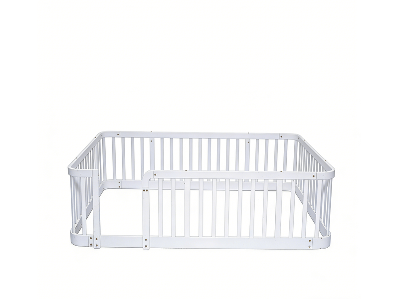  Parc bébé modulable 140×200 cm, coins arrondis et fond anti-pincement  - bois blanc, sans matelas  - Conforama A
