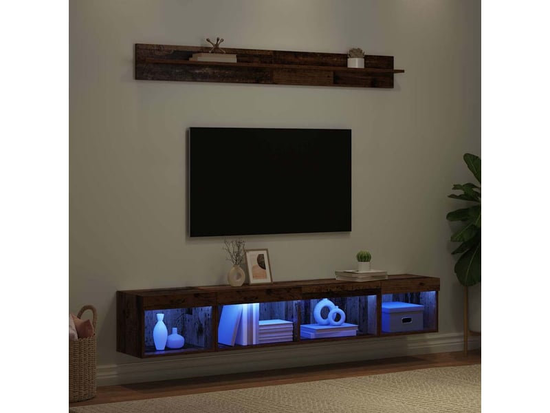  Ensemble de meuble tv - banc tv - meuble de rangement mural 5 pcs bois ancien bois d'ingénierie  - Conforama E