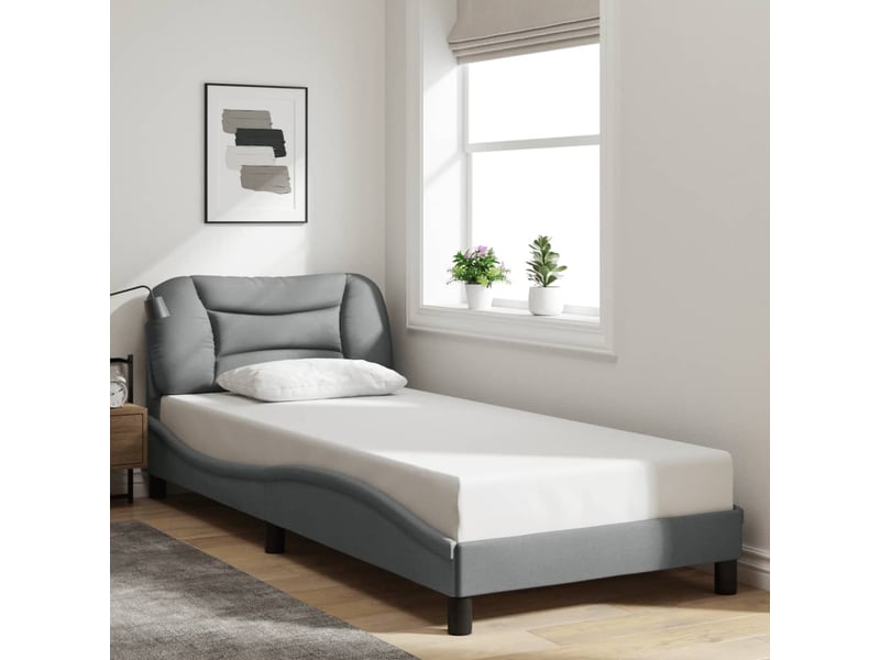 Lit simple- lit adulte - cadre de lit avec led sans matelas hvar gris clair 80x200 cm tissu - Conforama C