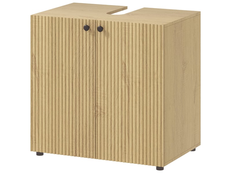  Meuble sous lavabo 60 cm, 2 portes à fermeture douce, bois naturel  - Conforama B