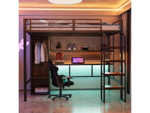 Lit mezzanine 90x200 cm <strong>WISHDOR</strong>  <strong></strong> coloris noir