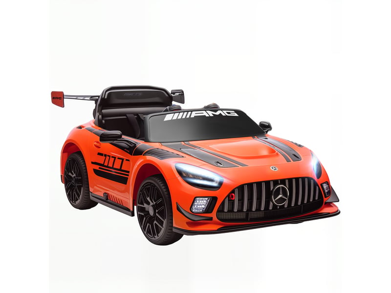 Voiture électrique mercedes-amg 12v pour enfants de 3 à 8 ans avec télécommande, phares led et roues de transport, orange. - Conforama A