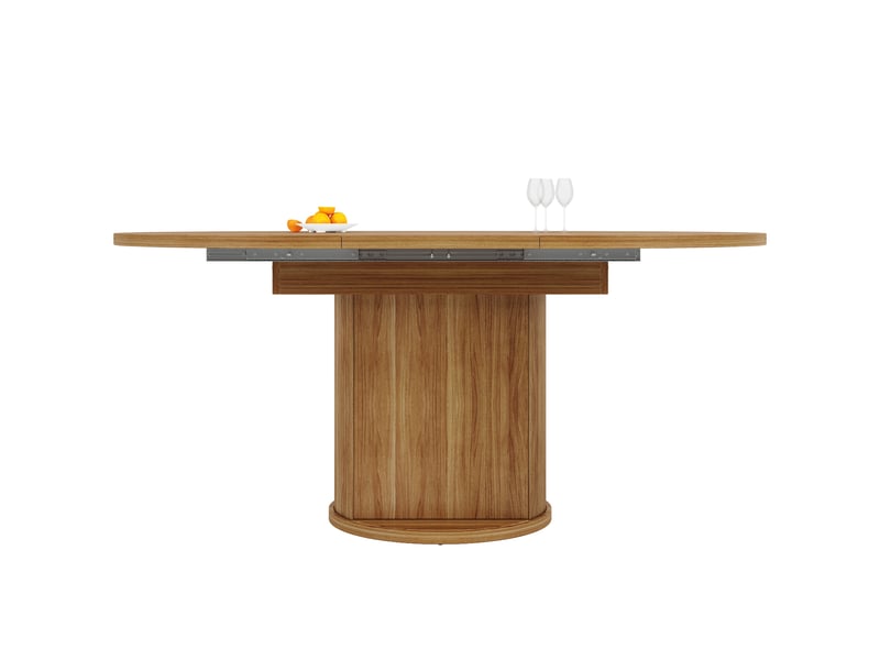 Table à manger extensible en mdf décor noyer – ronde à ovale 118-158 cm - Conforama A
