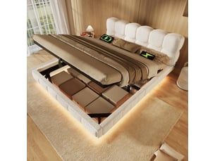 Lit coffre 140x190/200cm <strong></strong>  <strong></strong> coloris beige