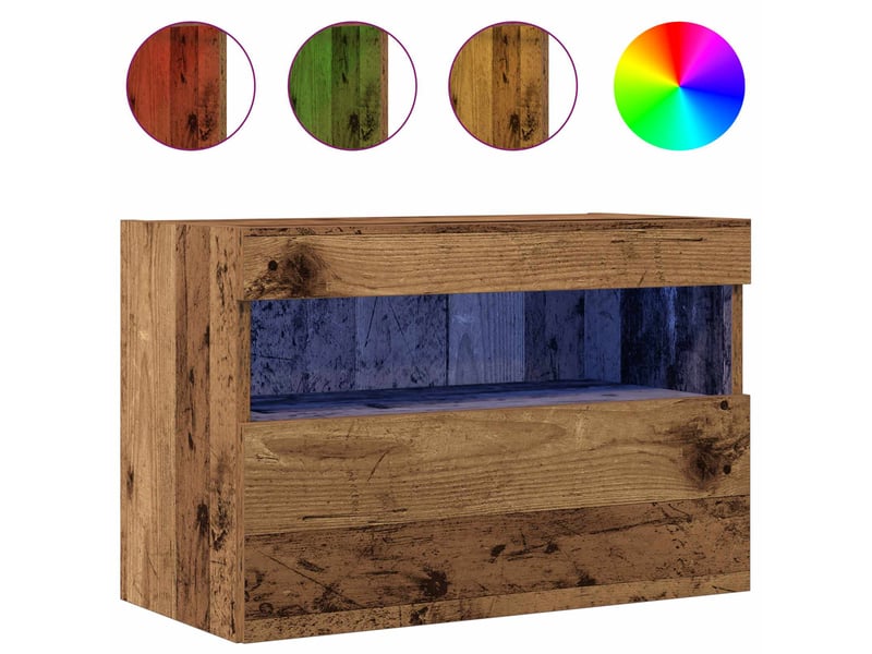Meuble tv - banc tv - meuble de rangement mural 60 x 30 x 40 cm bois ancien bois d'ingénierie - Conforama D