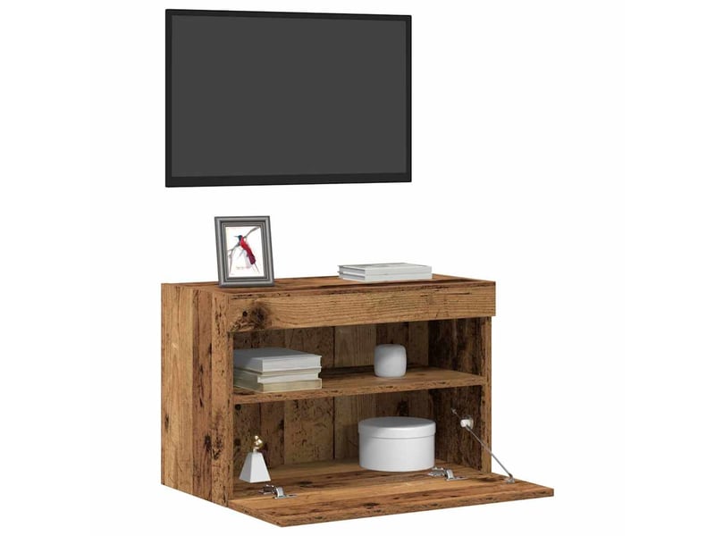  Meuble tv - banc tv - meuble de rangement mural 60 x 30 x 40 cm bois ancien bois d'ingénierie  - Conforama C