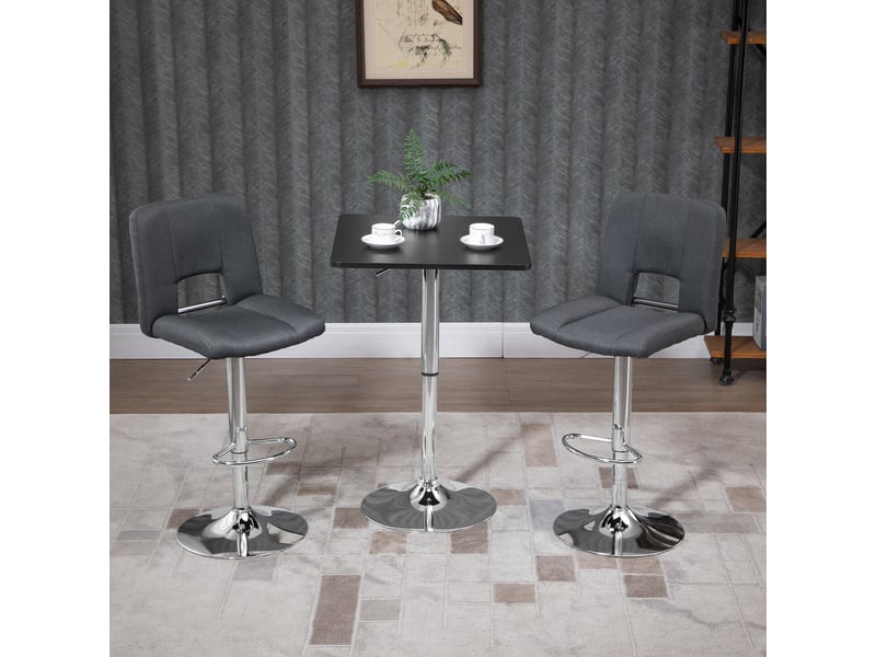  Table de bar réglable en hauteur, pivotante à 360°, pieds anti-rayures, base métallique stable, noirargent  - Conforama C