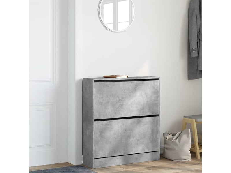  Meuble à chaussure, armoire à chaussures gris béton 80x21x87,5 cm bois d'ingénierie  - Conforama C