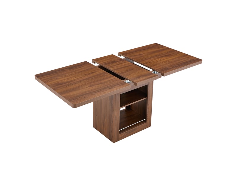  Table à manger extensible noyer avec rangement, 4 à 8 personnes, mdf  - Conforama A