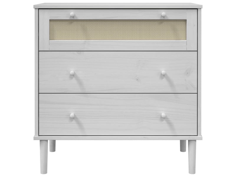 Commode, armoire à tiroirs bureau senja aspect de rotin blanc bois de pin solide - Conforama E