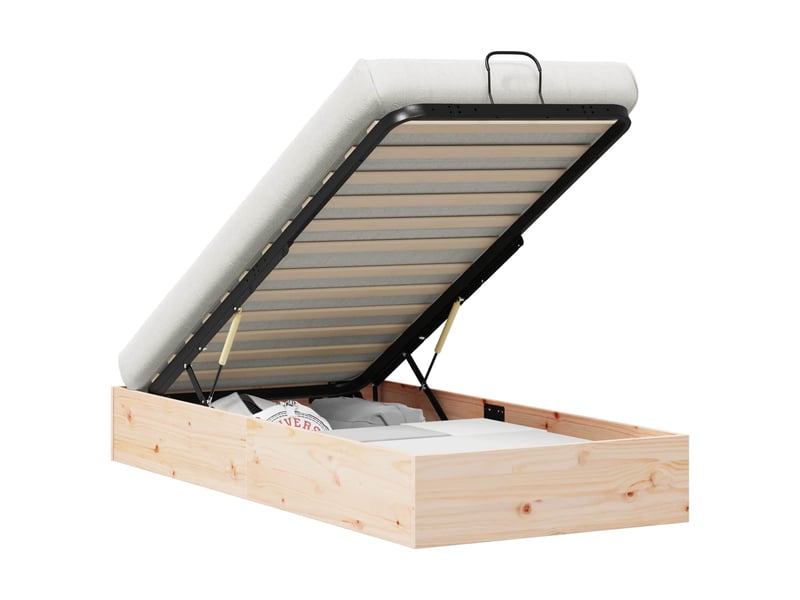  Lit simple- lit adulte -  cadre de lit ottoman avec rangement naturel 90 x 200 cm  - Conforama A