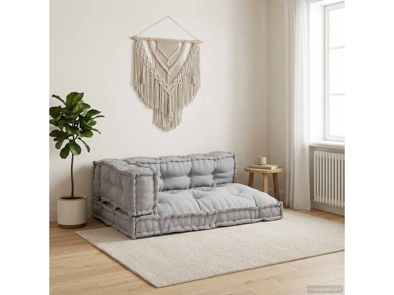  Coussin de canapé sur palette, coussin de chaise 3 pc tissu gris 120 x 80 x 38 cm cf54209  - Conforama B