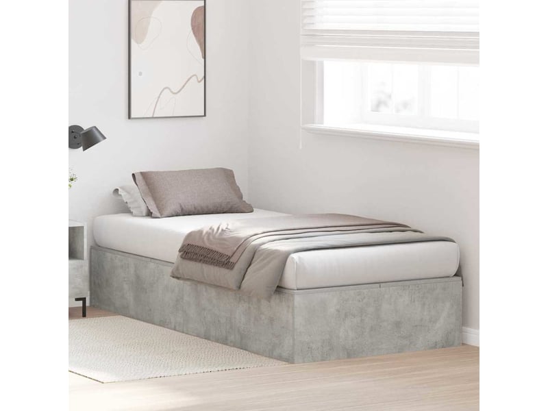  Lit simple- lit adulte -  cadre de lit avec rangement avec porte gris béton 80 x 200 cm  - Conforama C