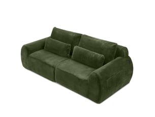Canapé 2 places 208x101x81 cm vert en mousse, ports usb et poche latérale, design moderne