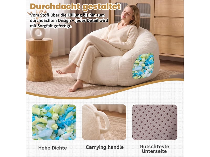  Fauteuil poire 98x98x60 cm mousse à mémoire de forme crème  - Conforama E