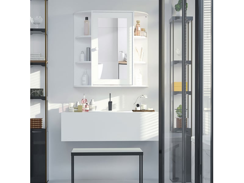  Armoire de toilette murale avec miroir 8 niches 66 x 63 cm evryae  - Conforama B