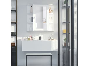 Armoire de toilette murale avec miroir 8 niches 66 x 63 cm evryae