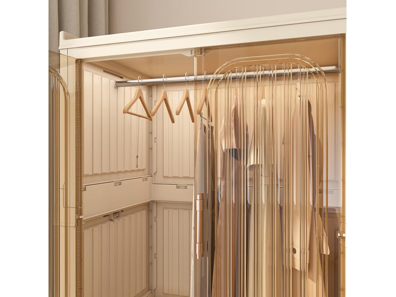 Armoire pliable 92x45x158 cm à 9 portes magnétiques en polypropylène beige - Conforama R