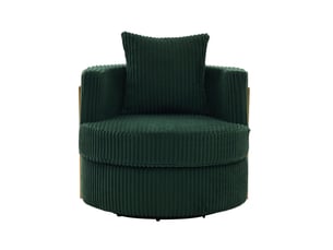 Fauteuil pivotant 360°  76 x 79 x 78 cm – coffre de rangement intégré & coussin inclus –velours côtelé - vert