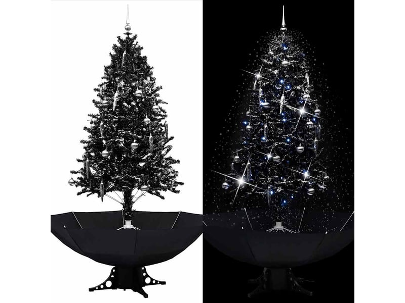  Arbre de noël, sapin de noël neigeux avec base de parapluie noir 190 cm pvc  - Conforama B