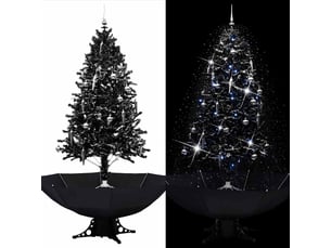 Arbre de noël, sapin de noël neigeux avec base de parapluie noir 190 cm pvc