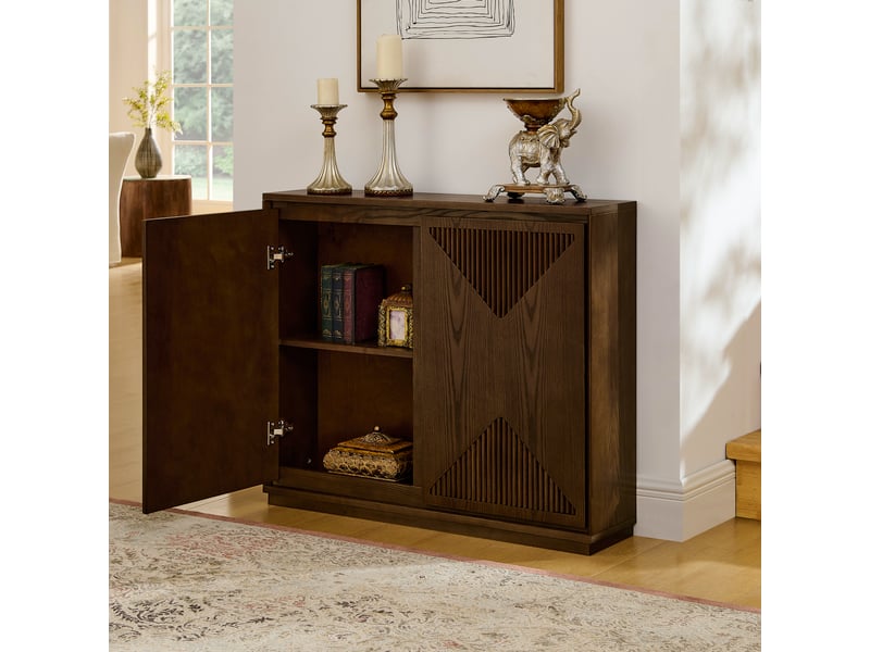  Buffet,99,06x23,50x82,50 cm,2 portes et rangement,mdf,marron  - Conforama B