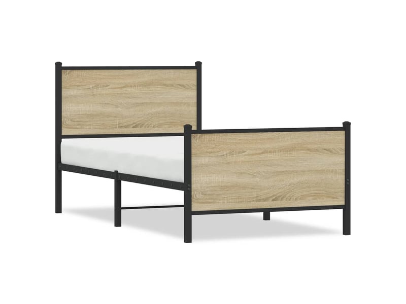  Lit simple- lit adulte -  cadre de lit en métal sans matelas chêne sonoma 80x200 cm  - Conforama A