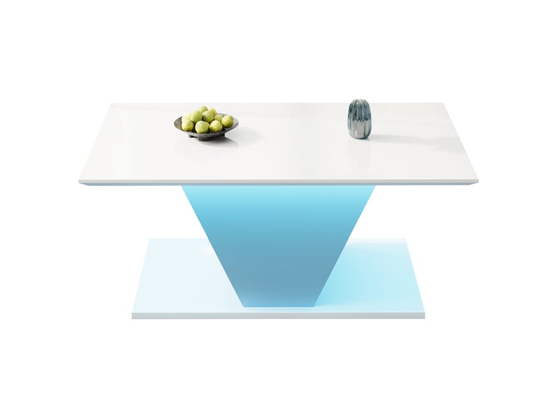  Table basse rectangulaire blanc - 50x100 cm led panneau de particules table basse blanc - Conforama A
